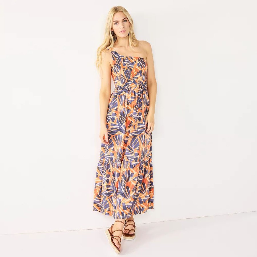 * Women'S Nine West One-Shoulder Smocked Maxi Dress | Dresses