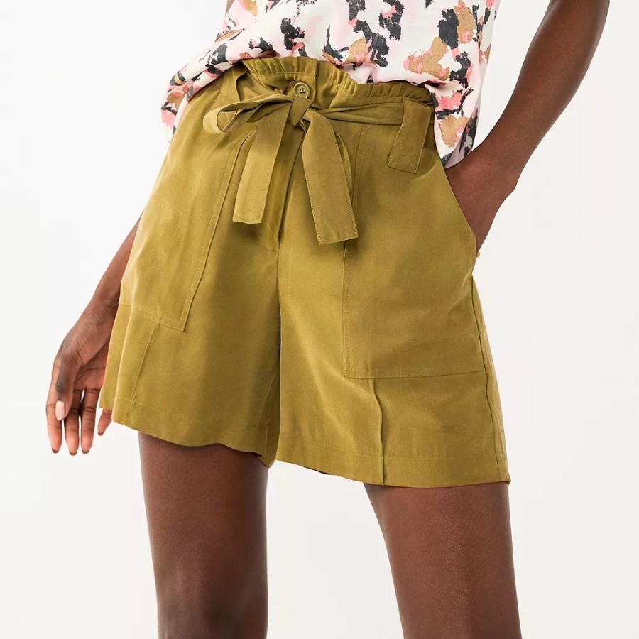 * Women'S Nine West High-Waisted Paperbag Utility Shorts | Bottoms