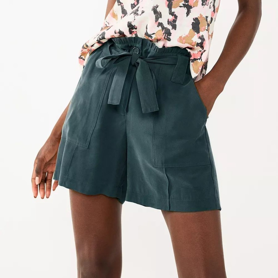 * Women'S Nine West High-Waisted Paperbag Utility Shorts | Bottoms