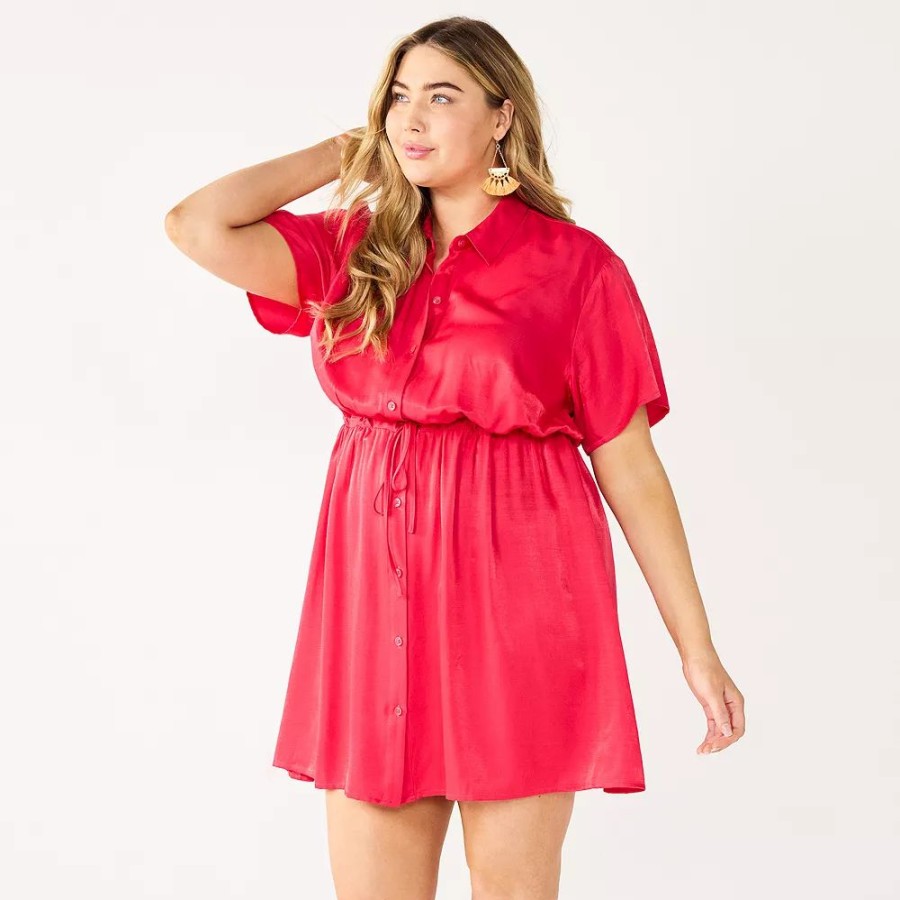 * Plus Size Nine West Dolman-Sleeve Shirt Dress | Dresses