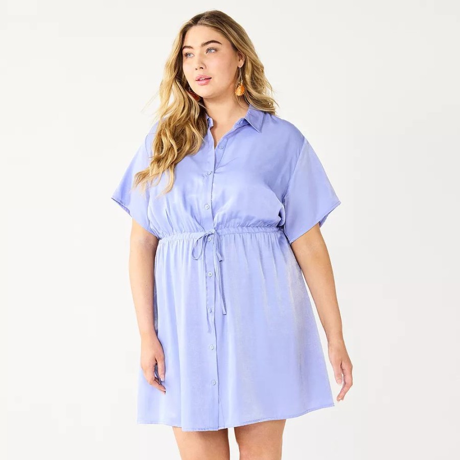 * Plus Size Nine West Dolman-Sleeve Shirt Dress | Dresses