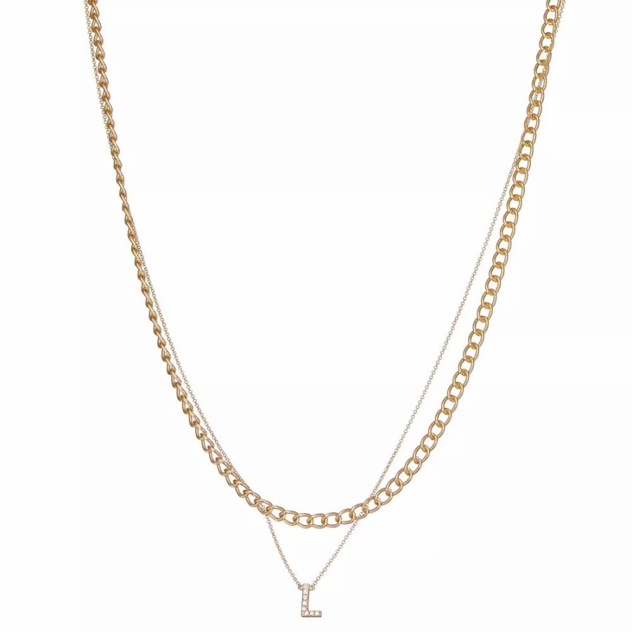 * Nine West Multi-Row Initial "L" Pendant Necklace | Necklaces