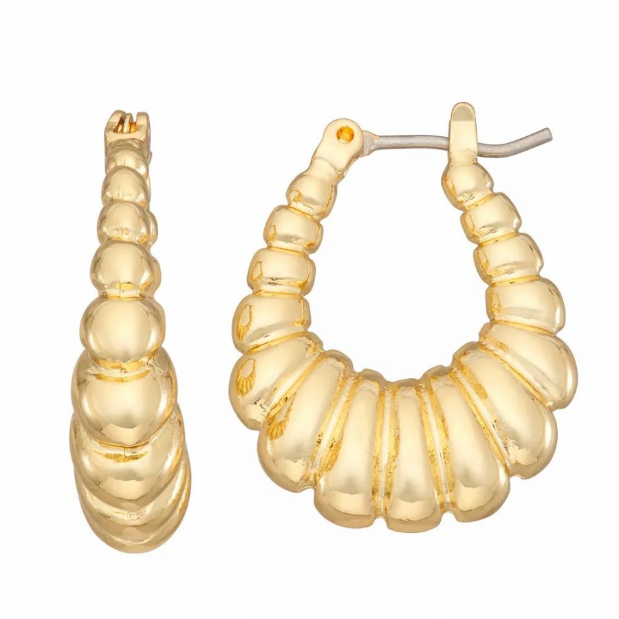 * Nine West Gold Tone Croissant Oval Hoop Earrings | Earrings