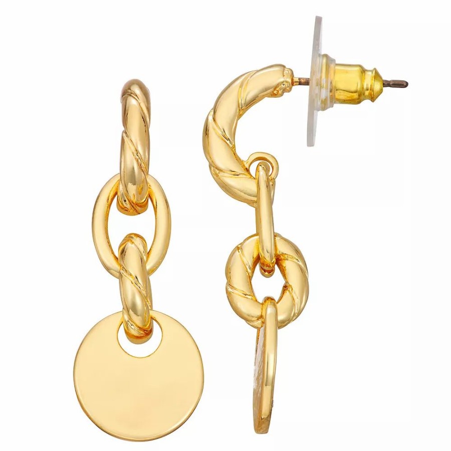 * Nine West Gold Tone Drop Post Hoop Earrings | Earrings