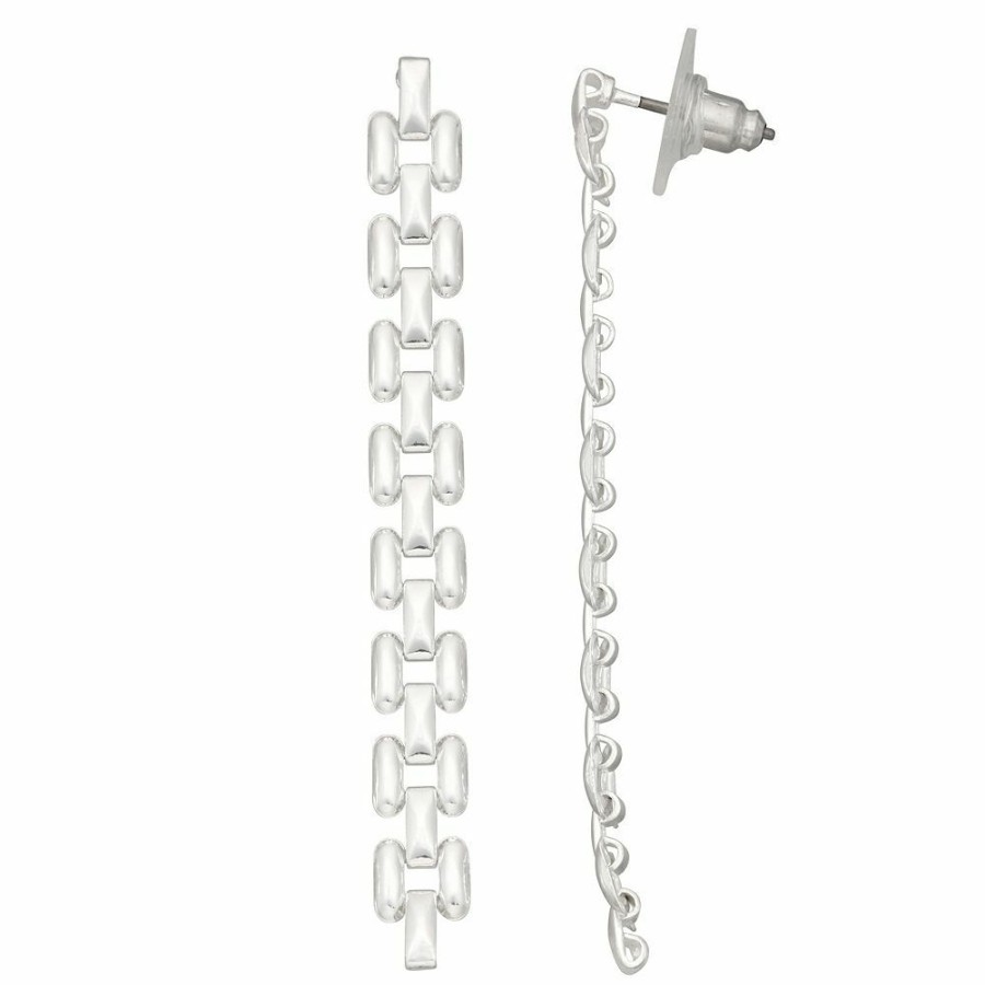 * Women'S Nine West Silver Tone Metal Linear Post Earrings | Earrings