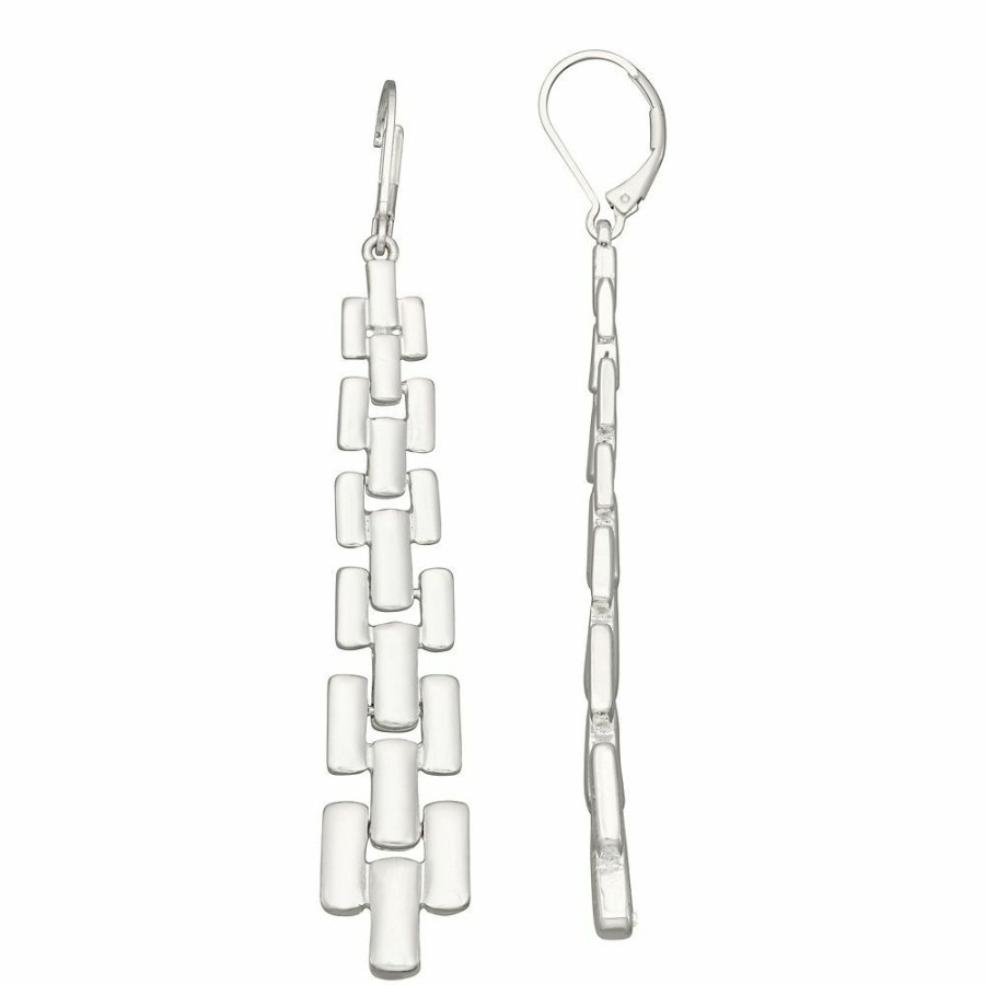 * Women'S Nine West Silver Tone Chain Drop Earrings | Earrings