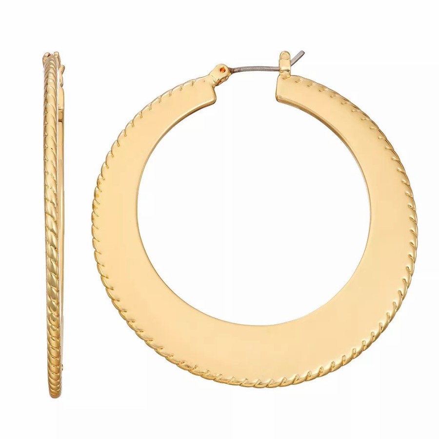 * Nine West Gold Tone Disc Click-It Hoop Earrings | Earrings