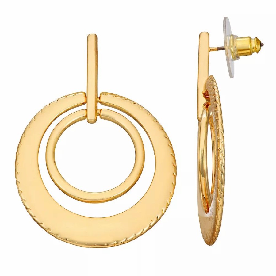 * Nine West Gold Tone Orbital Disc Drop Earrings | Earrings