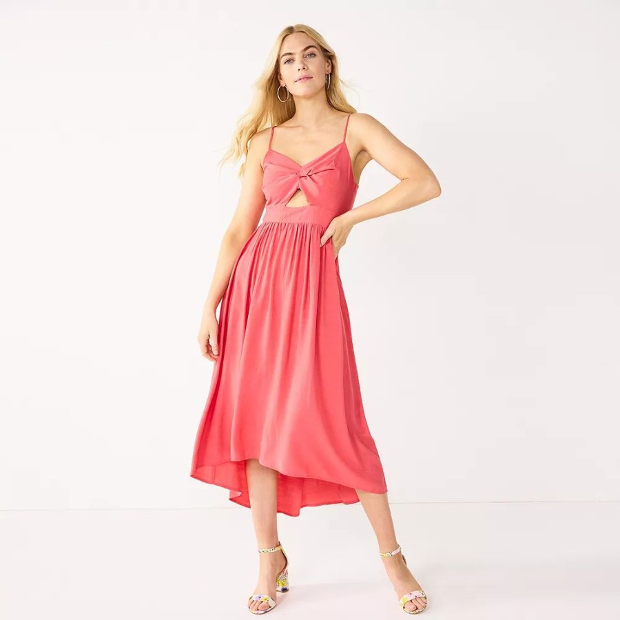 * Women'S Nine West Twist Front High-Low Midi Dress | Dresses