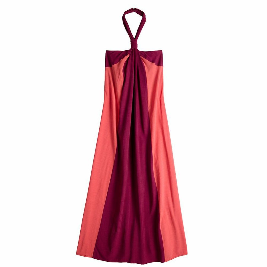 * Petite Nine West Halter Neck Colorblock Maxi Dress | Dresses