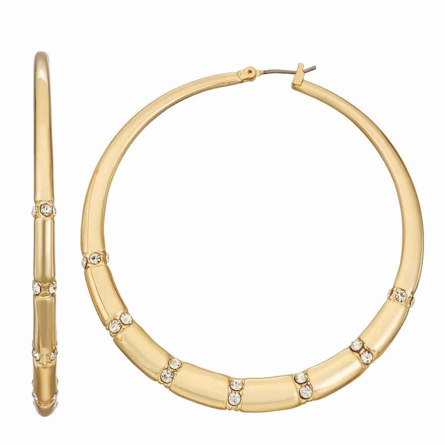 * Nine West Gold Tone Large Click-It Hoop Earrings | Earrings