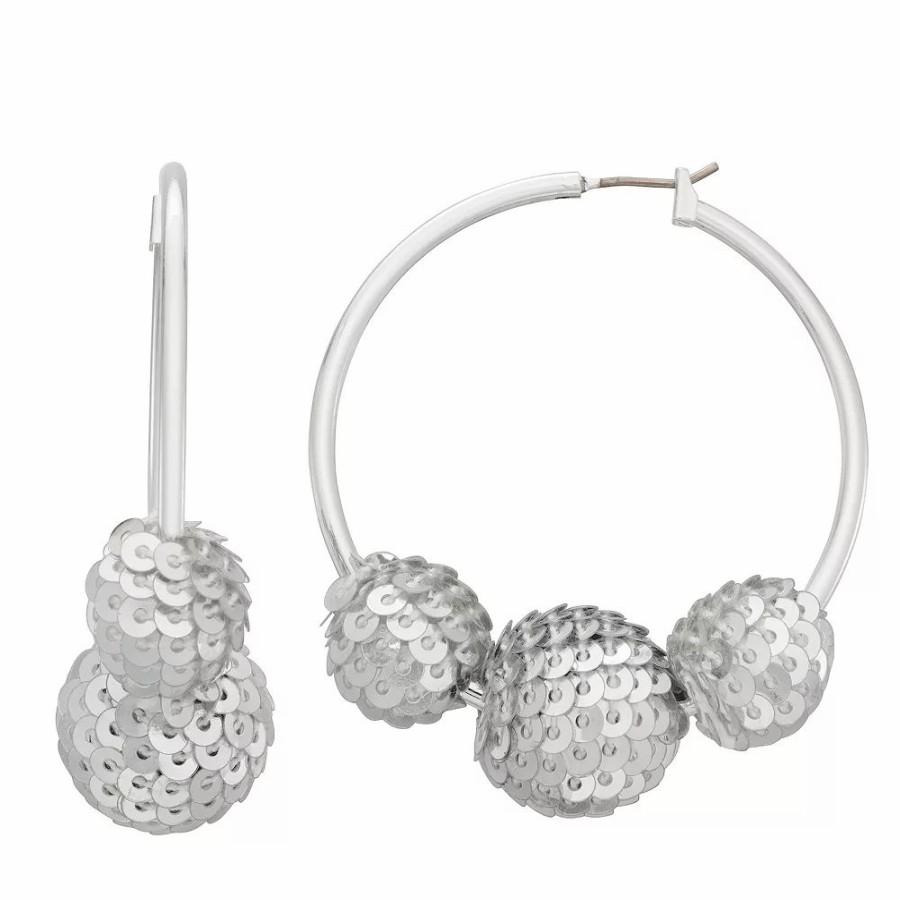 * Nine West Sequins Disco Hoop Earrings | Earrings