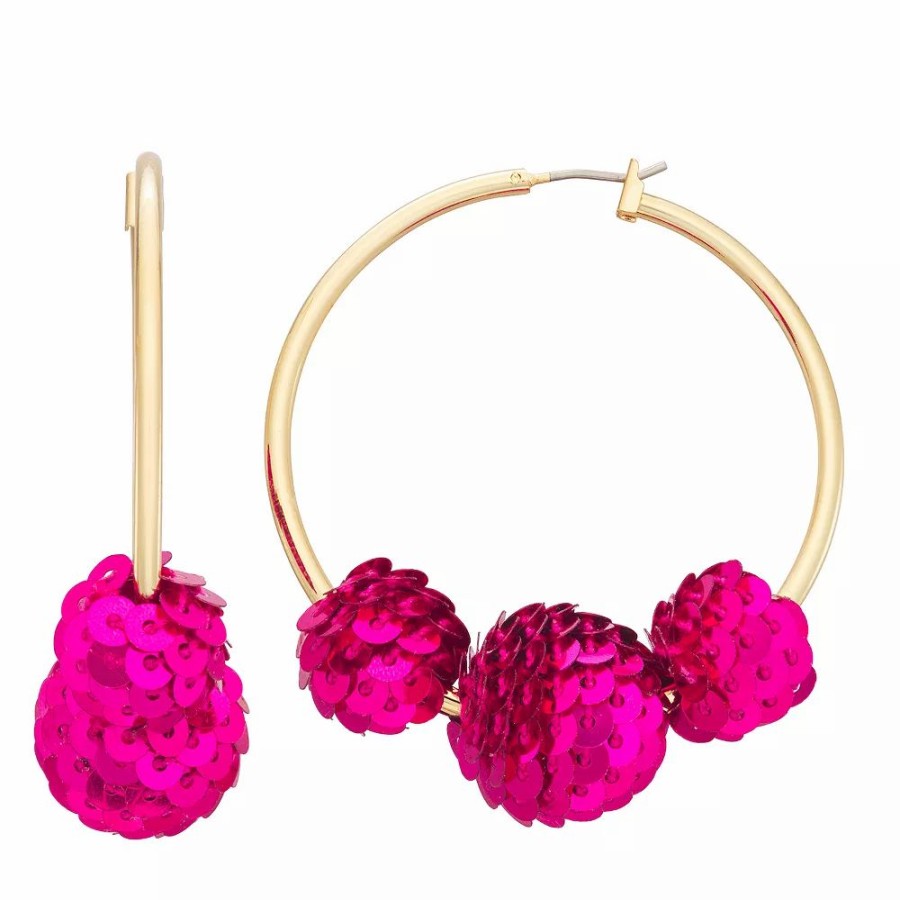 * Nine West Sequins Disco Hoop Earrings | Earrings