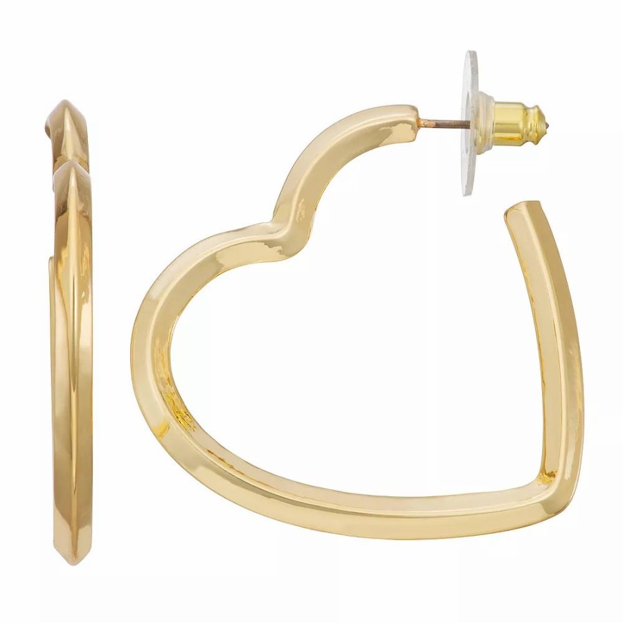 * Nine West Gold Tone Layered Heart Hoop Earrings | Earrings