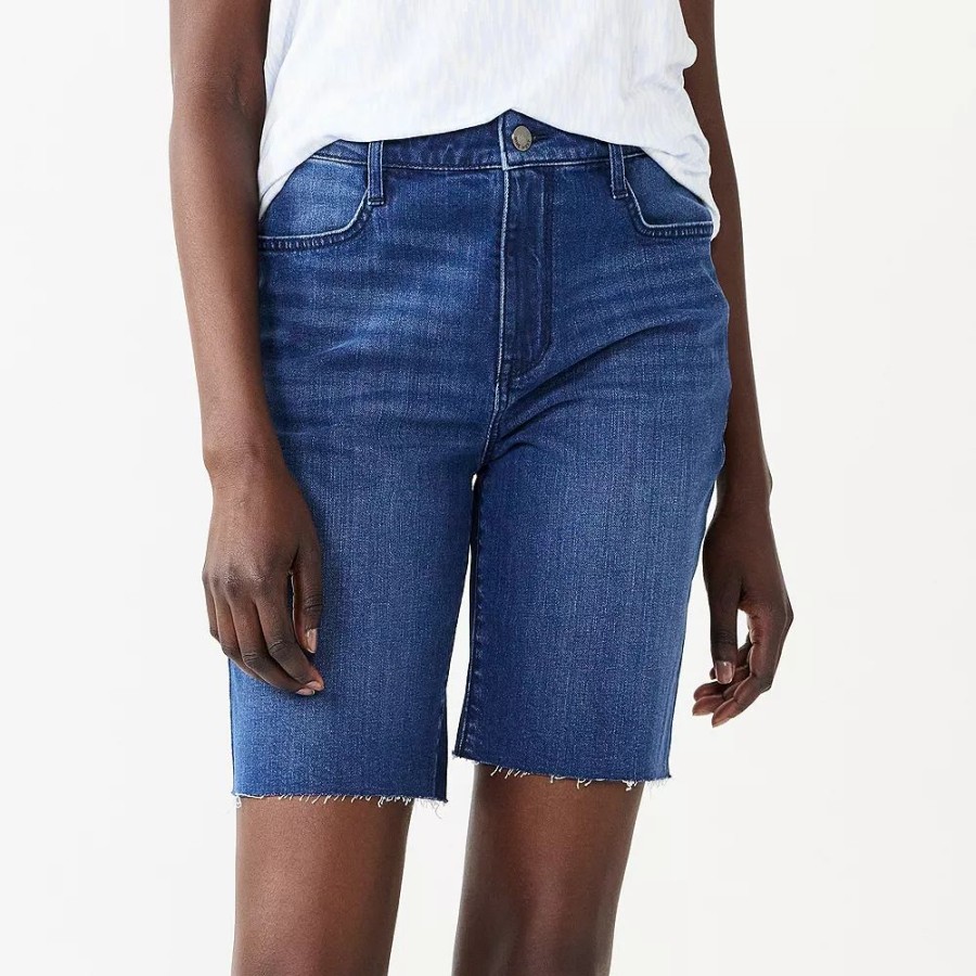 * Women'S Nine West High Rise Bermuda Boyfriend Shorts | Bottoms