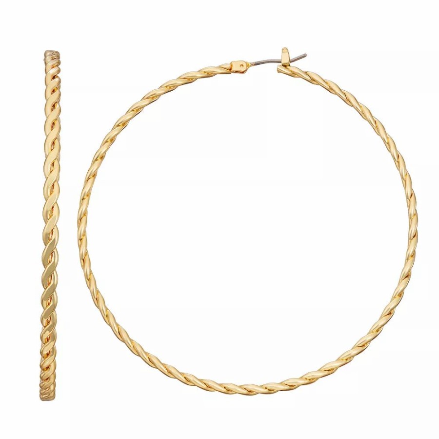 * Nine West Gold Tone Twisted Click-It Hoop Earrings | Earrings