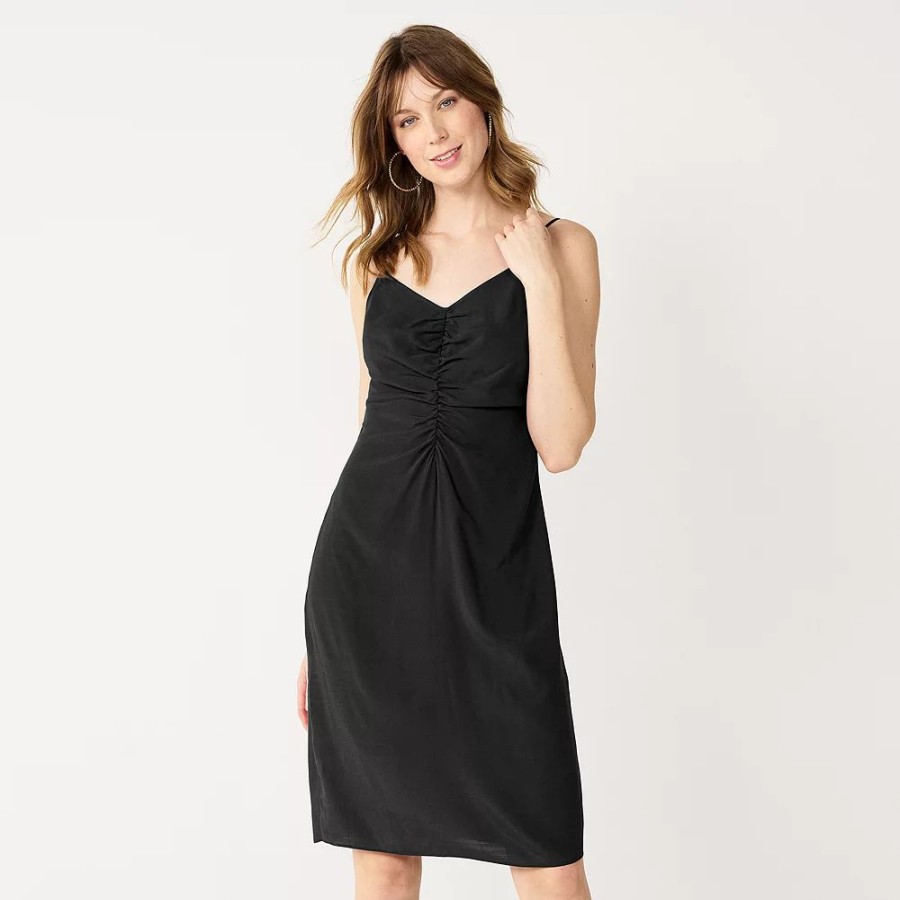 * Women'S Nine West Strappy Ruched Midi Dress | Dresses