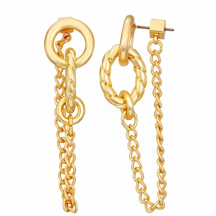 * Nine West Gold Tone Link Front Back Earrings | Earrings