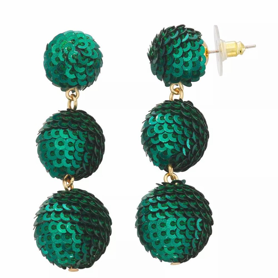 * Nine West Sequins Disco Triple Drop Earrings | Earrings