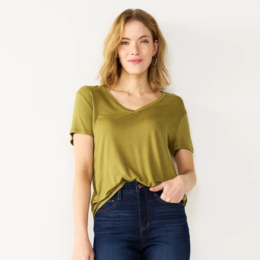 * Women'S Nine West Essential V-Neck Tee | Tops