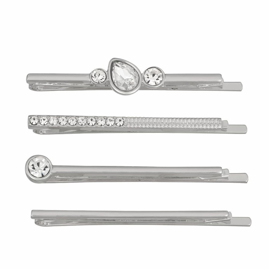 * Nine West Silver Tone Simulated Crystal Bobby Pin Set | Hair Accessories