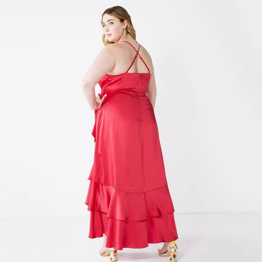 * Plus Size Nine West Strappy Ruffle Hem Wrap Dress | Dresses