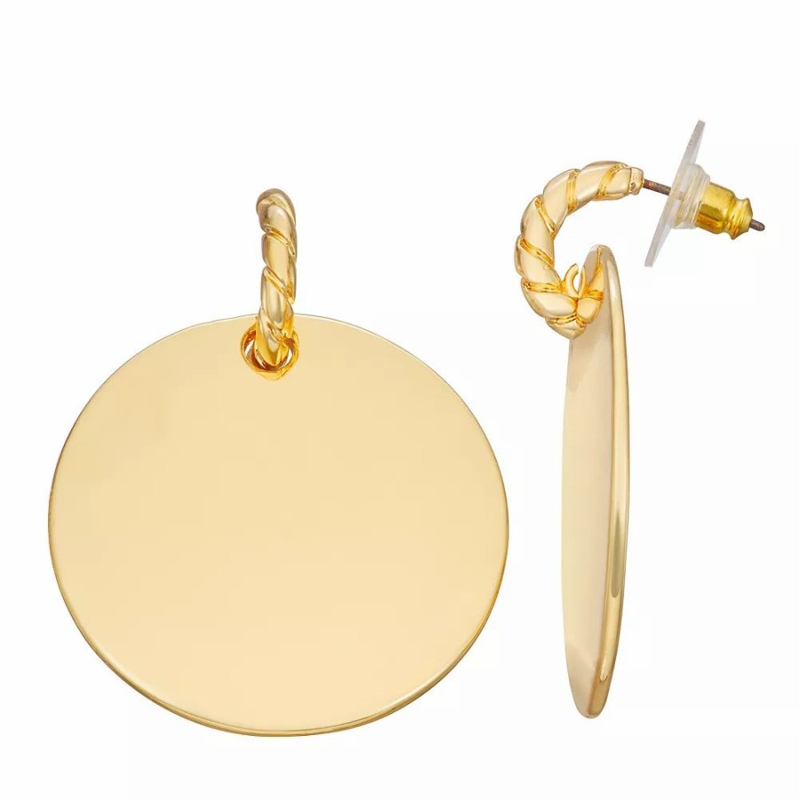 * Nine West Gold Tone Disc Post Hoop Earrings | Earrings