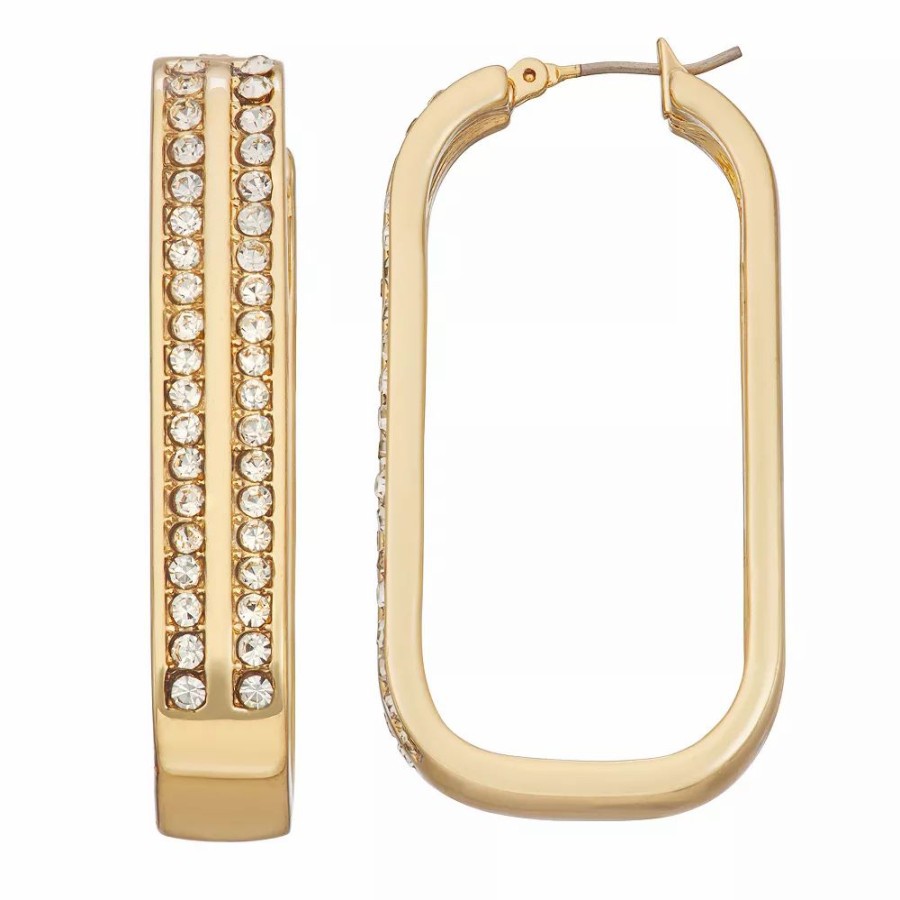 * Nine West Gold Tone Drop Hoop Earrings | Earrings