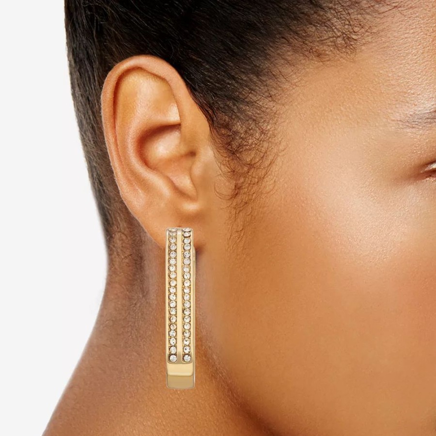 * Nine West Gold Tone Drop Hoop Earrings | Earrings