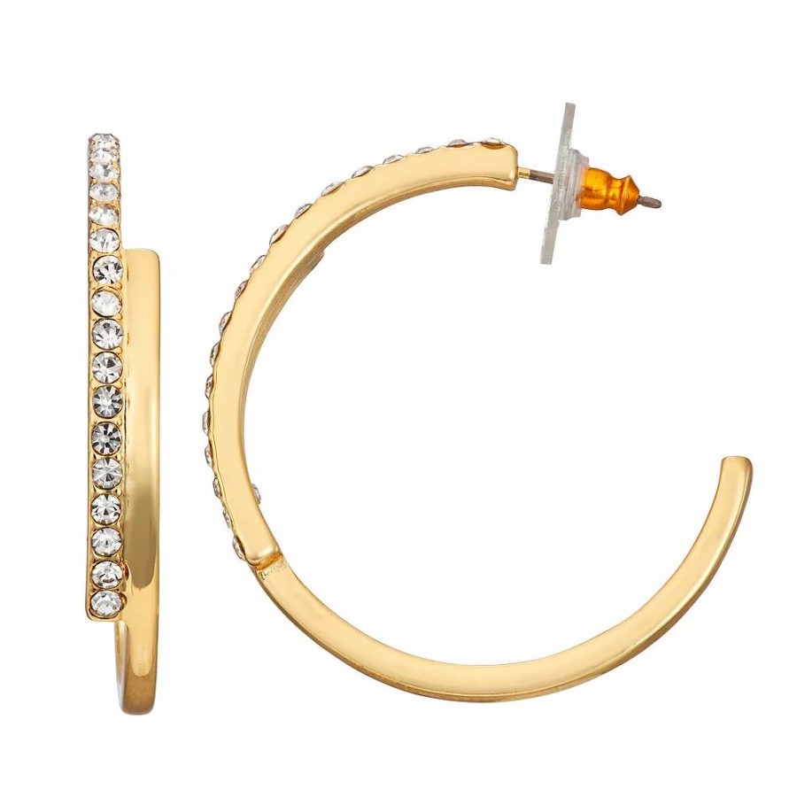 * Nine West Gold Tone Bypass Hoop Earrings | Earrings