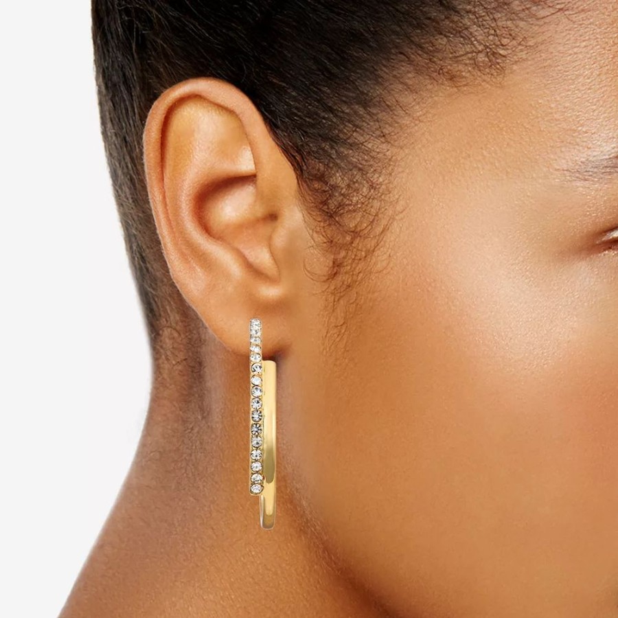 * Nine West Gold Tone Bypass Hoop Earrings | Earrings