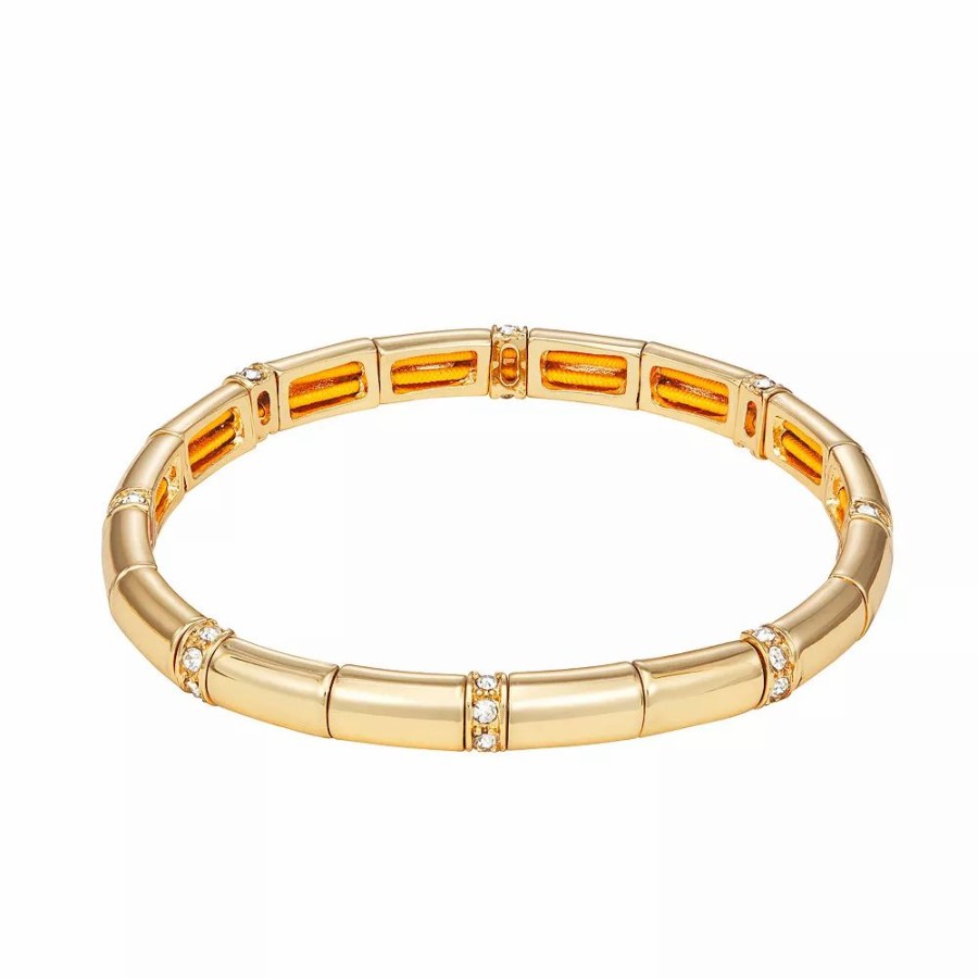 * Nine West Gold Tone Pave Stretch Bracelet | Bracelets