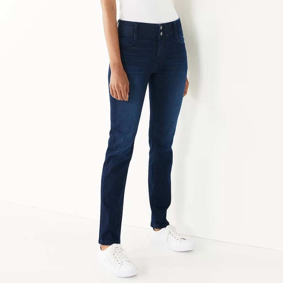 * Women'S Nine West Tummy-Control Slim Straight Jeans | Bottoms