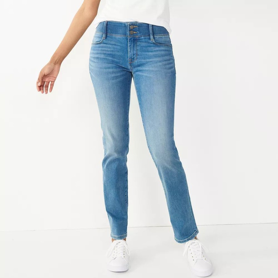 * Women'S Nine West Tummy-Control Slim Straight Jeans | Bottoms