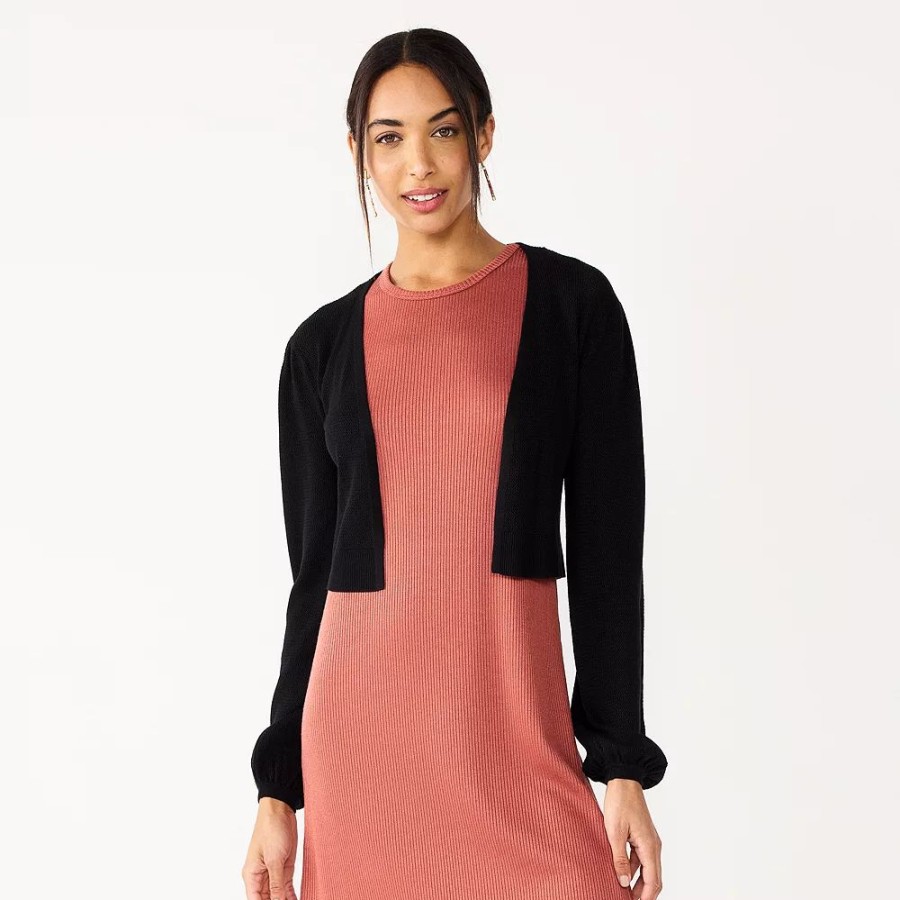 * Women'S Nine West Balloon Sleeve Open Front Cardigan | Tops