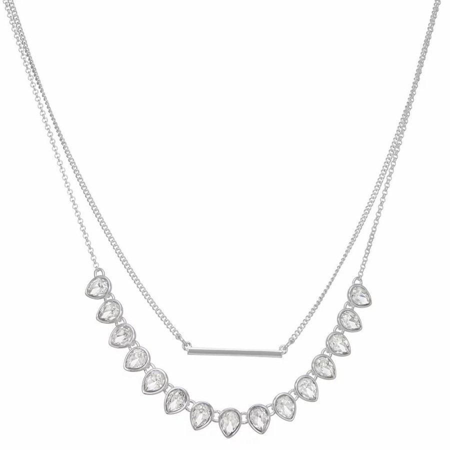 * Nine West Silver Tone 2 Row Bar Cry Necklace | Necklaces