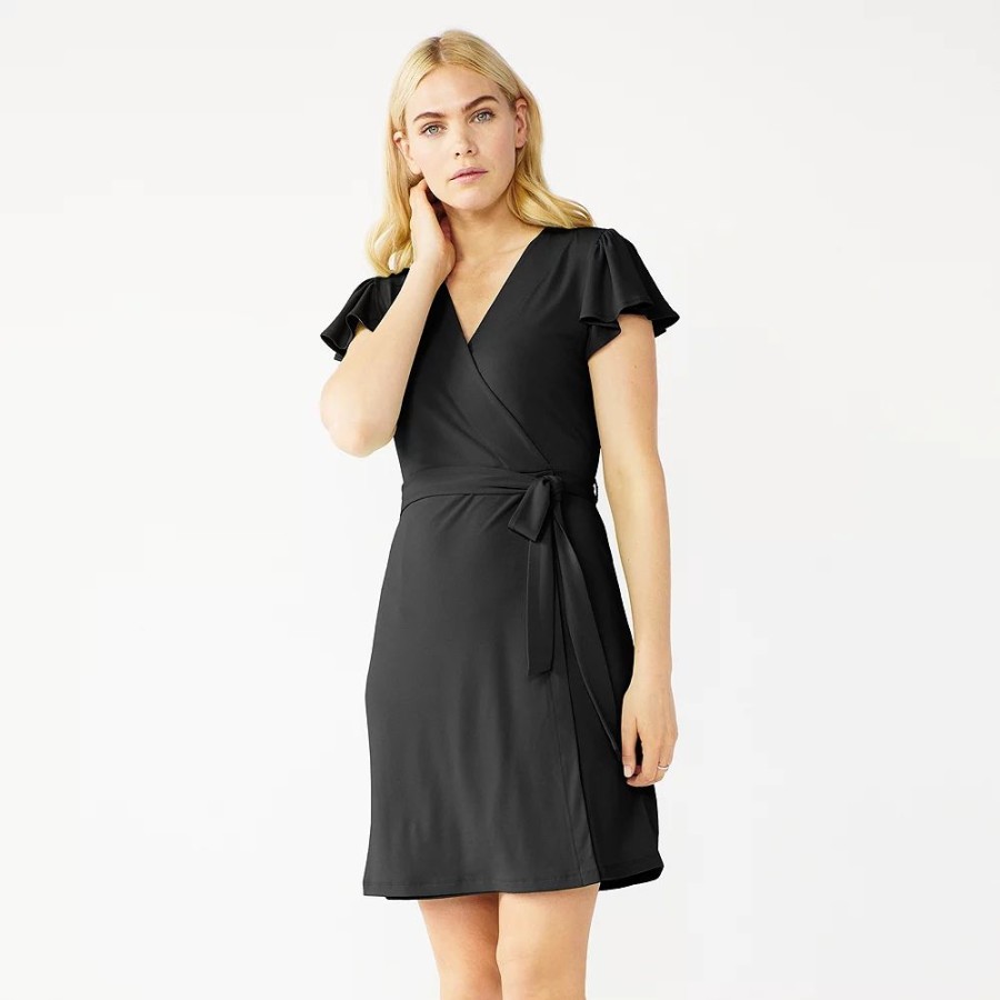 * Women'S Nine West Flutter Sleeve Wrap Dress | Dresses