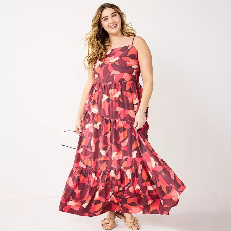 * Plus Size Nine West Asymmetrical Tiered Maxi Dress | Dresses