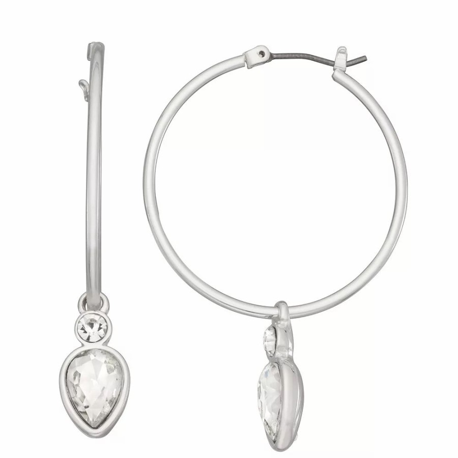 * Nine West Silver Tone Click It Hoop Earrings | Earrings