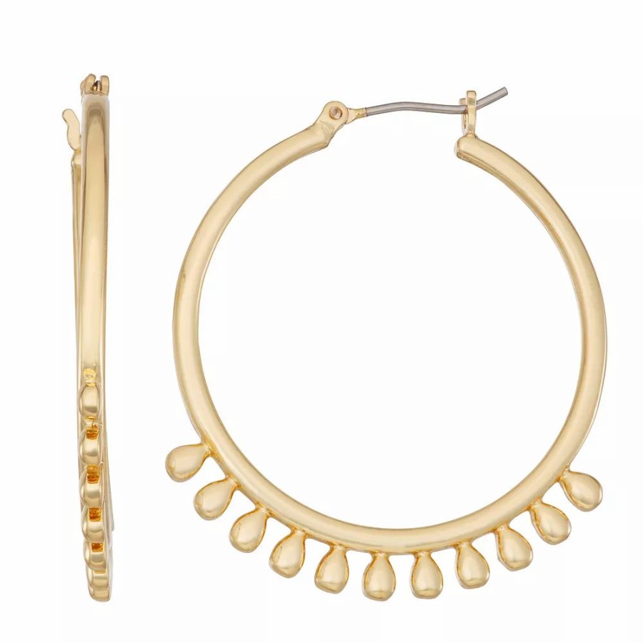 * Nine West Gold Tone Shaky Click It Hoop Earrings | Earrings