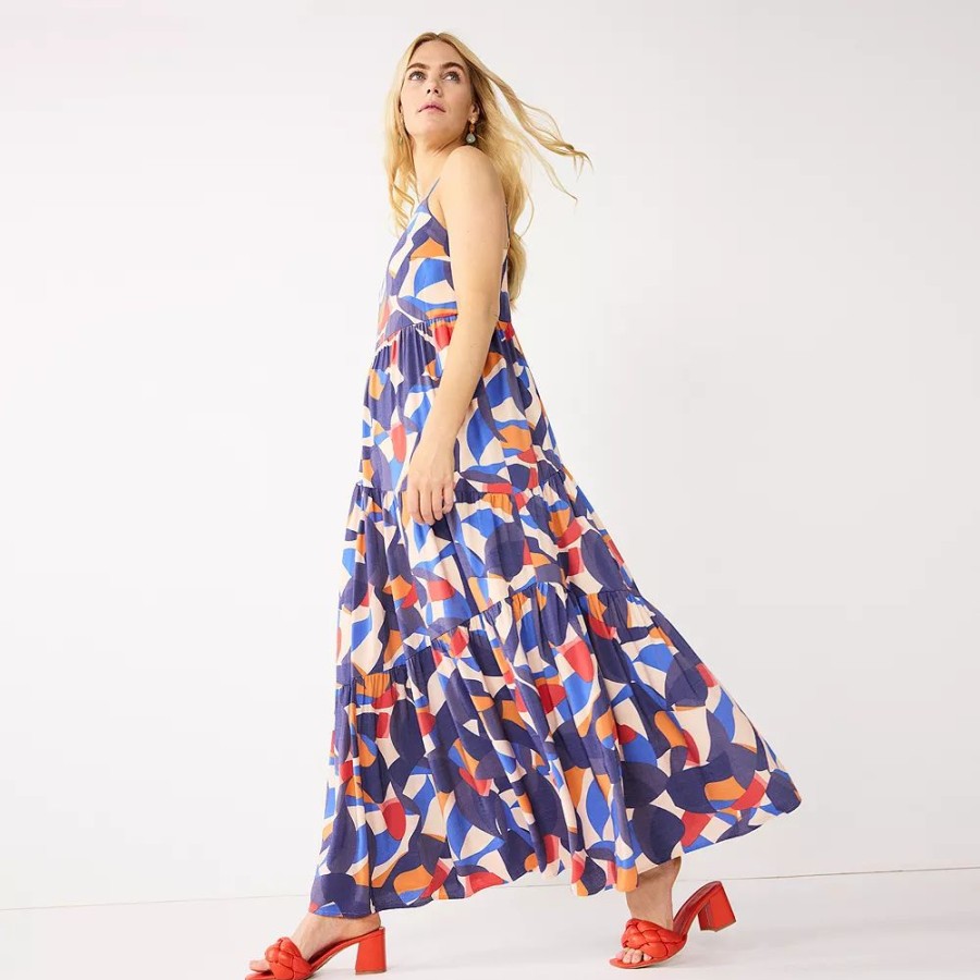 * Women'S Nine West Asymmetrical Tiered Maxi Dress | Dresses