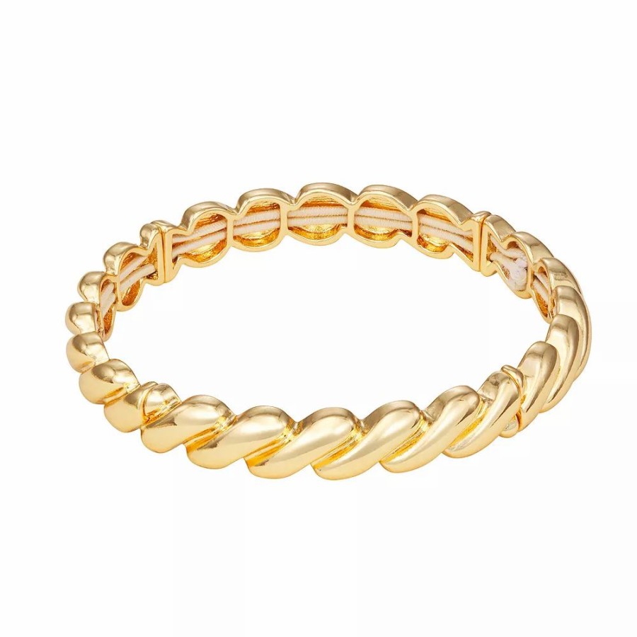 * Nine West Gold Tone Twisted Stretch Bracelet | Bracelets