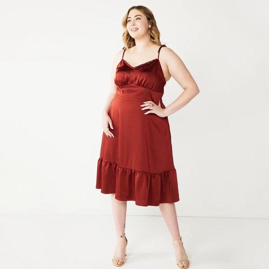 * Plus Size Nine West Strappy Fit & Flare Midi Dress | Dresses