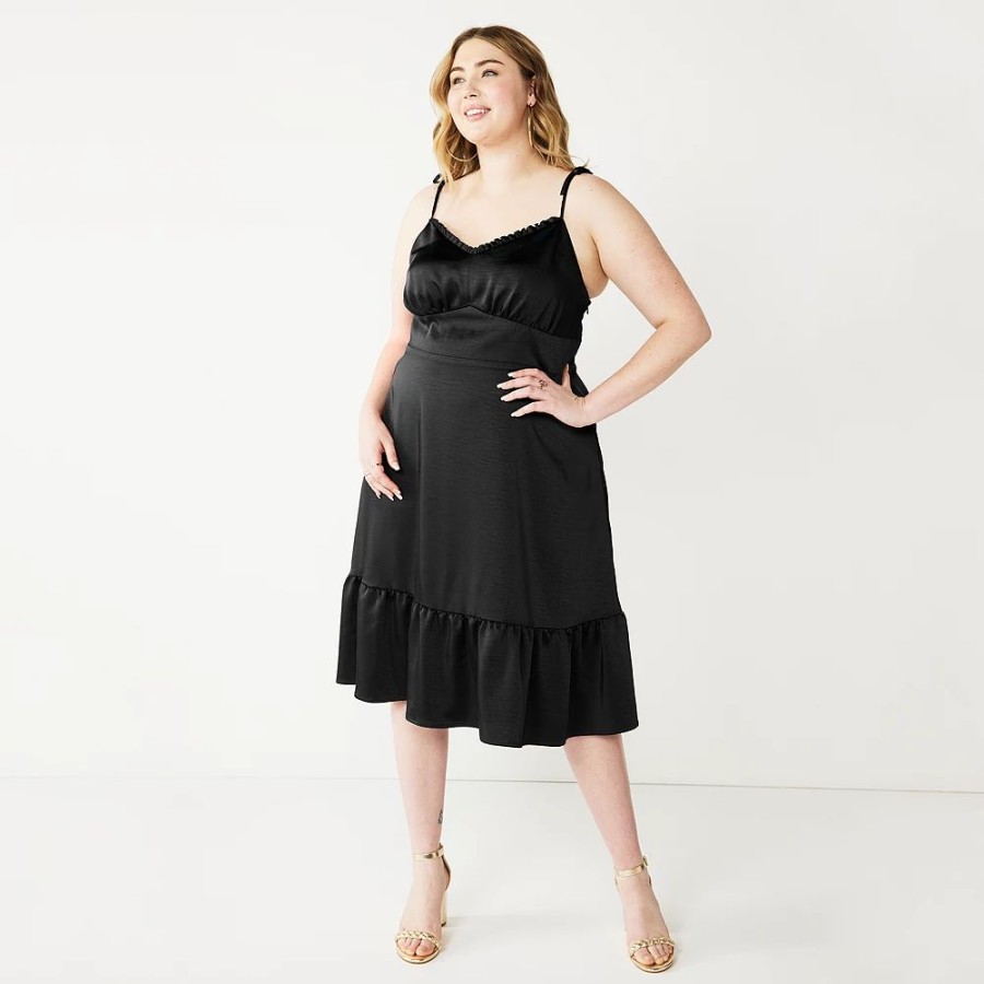 * Plus Size Nine West Strappy Fit & Flare Midi Dress | Dresses