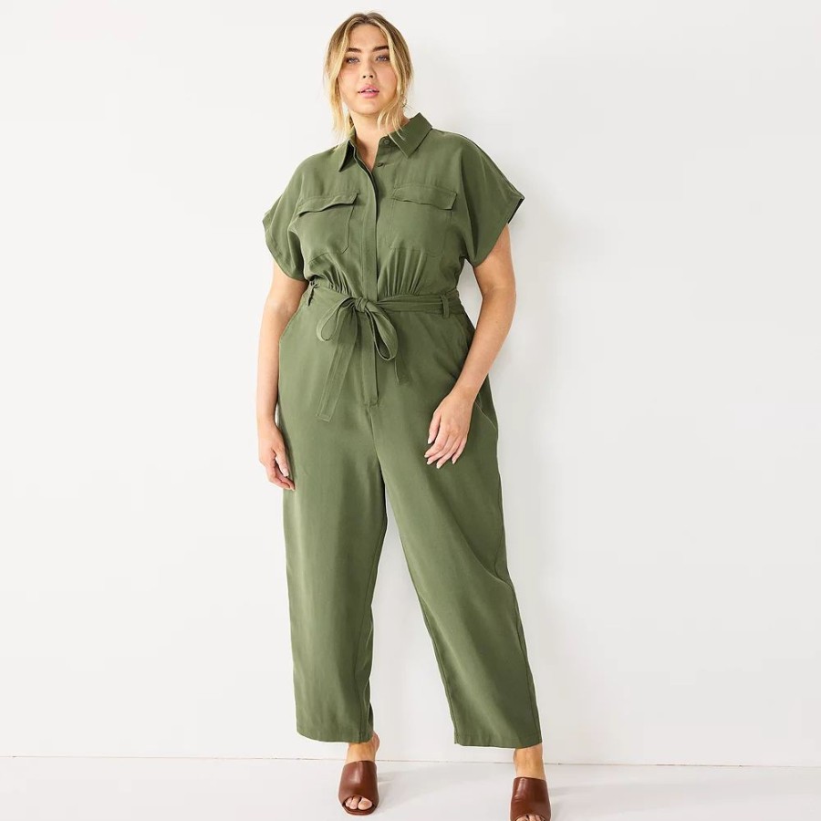 * Plus Size Nine West Utility Jumpsuit | Dresses