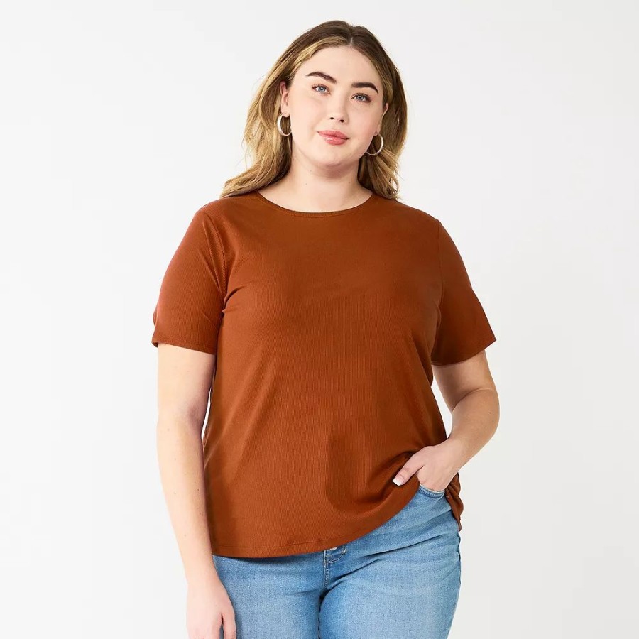 * Plus Size Nine West Essential Crewneck Tee | Tops