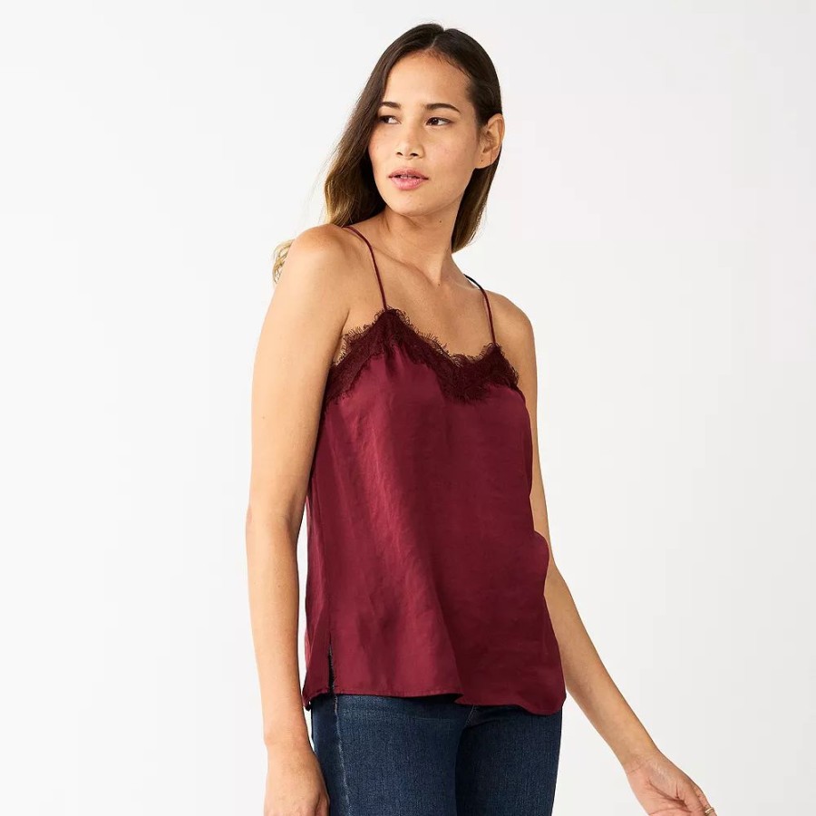 * Petite Nine West Lace V-Neck Camisole | Tops