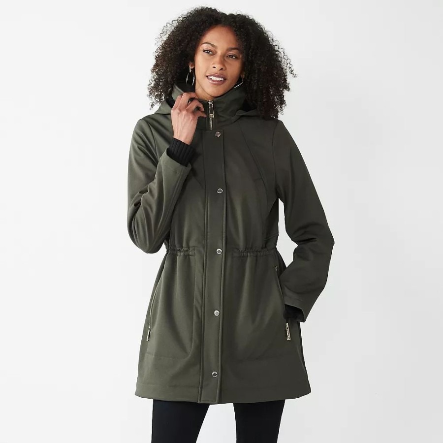 * Women'S Nine West Fleece-Lined Soft-Shell Jacket | Outerwear