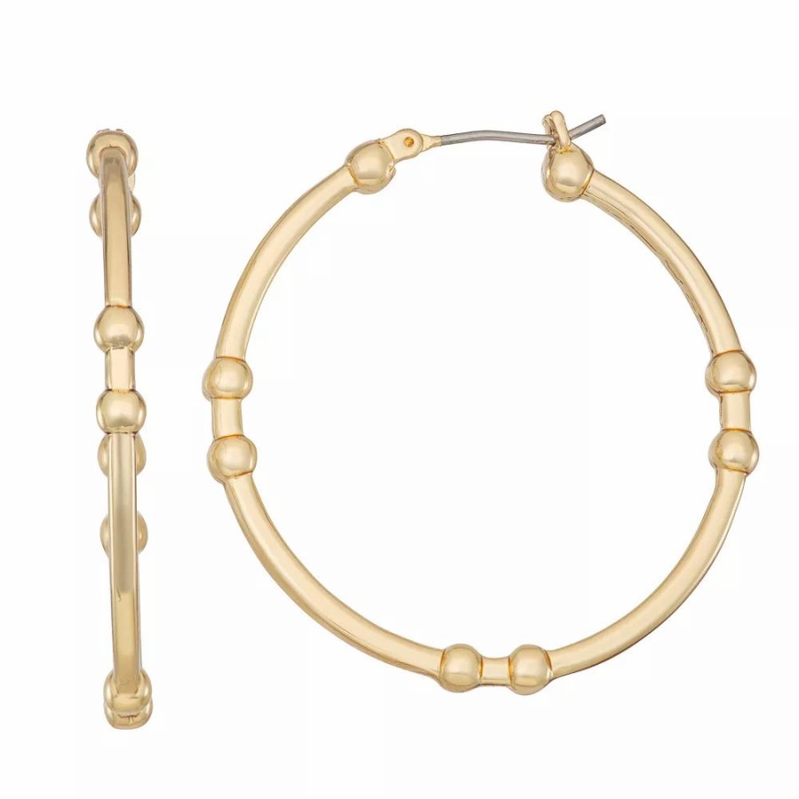 * Nine West Gold Tone Ball Click It Hoop Earrings | Earrings