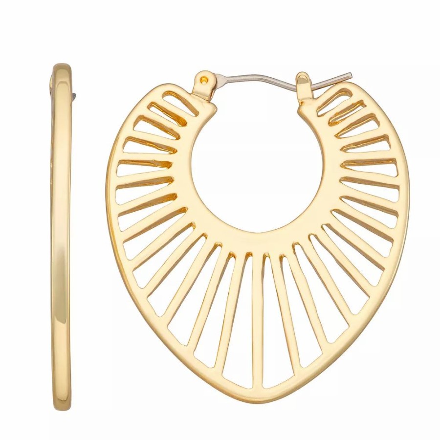 * Nine West Gold Tone Sunburst Cutout Hoop Earrings | Earrings